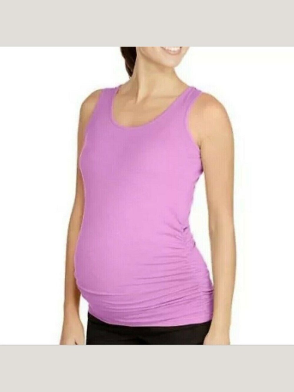 Dusty Pink Maternity Tank Top Tunic Sleeveless Stretch Ruched Scrunched Sides M